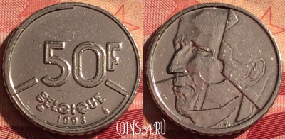 Бельгия 50 франков 1993 г., BELGIQUE, KM# 168, 225i-046