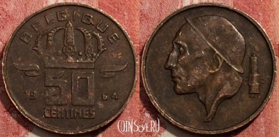 Бельгия 50 сантимов 1964 года, KM# 148, 207-136