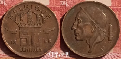 Бельгия 50 сантимов 1966 г., BELGIQUE, KM# 148, 239l-075
