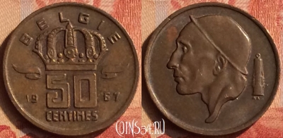 Бельгия 50 сантимов 1967 года BELGIE, KM# 149, 043n-048