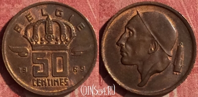 Бельгия 50 сантимов 1969 года BELGIE, KM# 149, 440-059