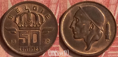 Бельгия 50 сантимов 1970 года BELGIE, KM# 149, 356n-074