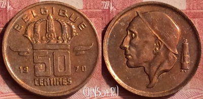 Бельгия 50 сантимов 1970 г., BELGIQUE, KM# 148, 361l-062