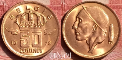 Бельгия 50 сантимов 1972 года BELGIE, KM# 149, 370l-018