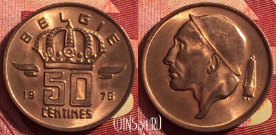 Бельгия 50 сантимов 1976 года BELGIE, KM# 149, 202i-107