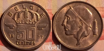 Бельгия 50 сантимов 1977 года BELGIE, KM# 149, 288n-028