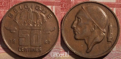 Бельгия 50 сантимов 1982 года, BELGIQUE, KM# 148, 216-131
