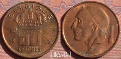 Бельгия 50 сантимов 1983 г., BELGIQUE, KM# 148, 058i-009