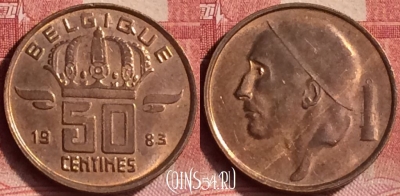 Бельгия 50 сантимов 1983 г., BELGIQUE, KM# 148, 360l-125