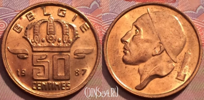 Бельгия 50 сантимов 1987 года, BELGIE, KM# 149, 247-121