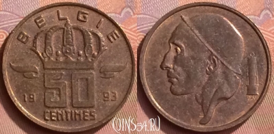 Бельгия 50 сантимов 1993 года BELGIE, KM# 149, 057l-016