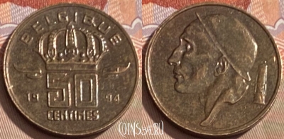 Бельгия 50 сантимов 1994 г., BELGIQUE, KM# 148, 097s-064
