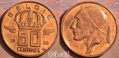 Бельгия 50 сантимов 1998 года BELGIE, KM# 149, 093l-063