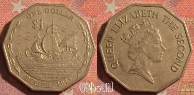 Белиз 1 доллар 2015 года, KM# 99, 377-011