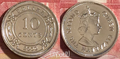 Белиз 10 центов 2000 года, KM# 35, UNC, 264-095