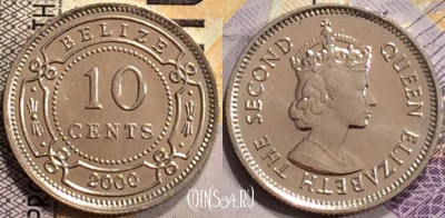 Белиз 10 центов 2000 года, KM# 35, UNC, 155-033
