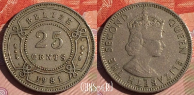 Белиз 25 центов 1981 года, KM# 36, 119d-022