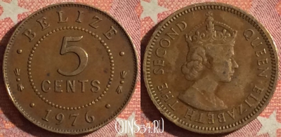 Белиз 5 центов 1976 года, редкая, KM# 34, 378-143