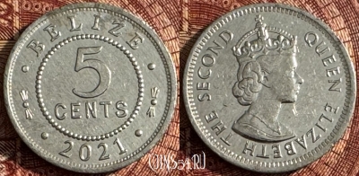Белиз 5 центов 2021 года, KM# 34a, 365s-082 ♛