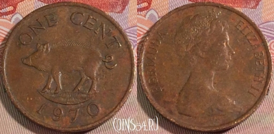 Бермудские Острова 1 цент 1970 года, KM# 15, 133b-105