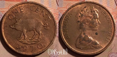 Бермудские Острова 1 цент 1970 года, KM# 15, 196b-015