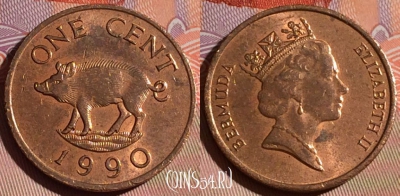 Бермудские Острова 1 цент 1990 года, KM# 44, 182c-124