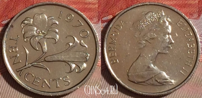Бермудские Острова 10 центов 1970 года, KM# 17, 079e-050
