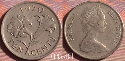 Бермудские Острова 10 центов 1970 года, KM# 17, 155j-080