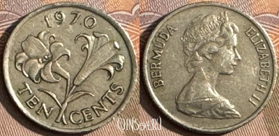 Бермудские Острова 10 центов 1970 г., KM# 17, 199t-133 ♛