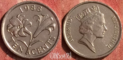 Бермудские Острова 10 центов 1988 года, KM# 46, 400-130