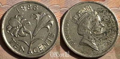 Бермудские Острова 10 центов 1988 г., KM# 46, 487s-036