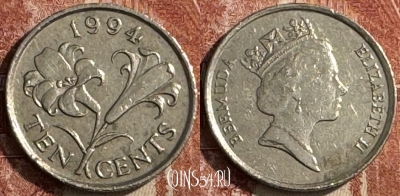 Бермудские Острова 10 центов 1994 г., KM# 46, s049s-055