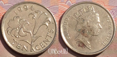 Бермудские Острова 10 центов 1994 года, KM# 46, 154a-023