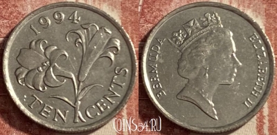 Бермудские Острова 10 центов 1994 г., KM# 46, 484р-100 ♛
