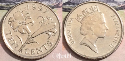 Бермудские Острова 10 центов 1997 года, KM# 46, 166-105