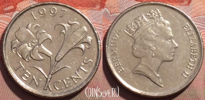 Бермудские Острова 10 центов 1997 года, KM# 46, 241a-118