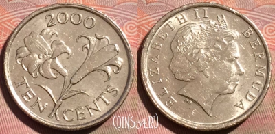 Бермудские Острова 10 центов 2000 года, KM# 109, 059b-019