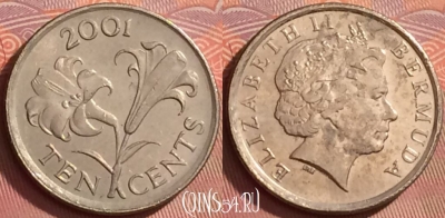 Бермудские Острова 10 центов 2001 года, KM# 109, 290l-056