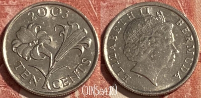 Бермудские Острова 10 центов 2003 г., KM# 109, 416r-084 ♛