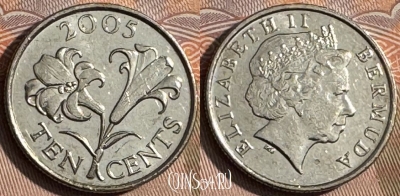 Бермудские Острова 10 центов 2005 г., KM# 109, 142s-117