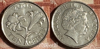 Бермудские Острова 10 центов 2005 г., KM# 109, s187t-125