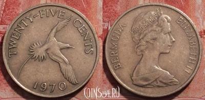 Бермуды 25 центов 1970 года, KM# 18, 230-026
