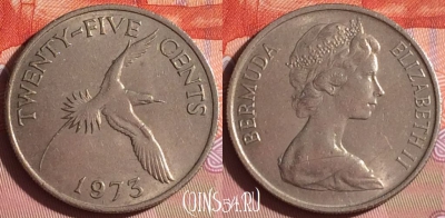 Бермудские Острова 25 центов 1973 года, KM# 18, 334i-045