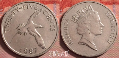 Бермудские Острова 25 центов 1987 года, KM# 47, 145j-033