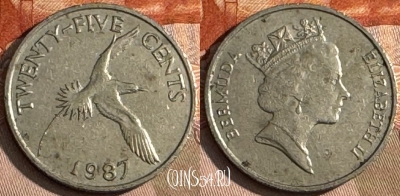 Бермудские Острова 25 центов 1987 года, KM# 47, 197t-088 ♛