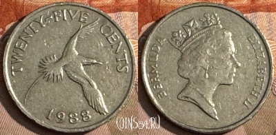 Бермудские Острова 25 центов 1988 года, KM# 47, 194t-050 ♛