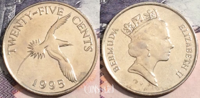 Бермуды 25 центов 1995 года, KM# 47, 166-107