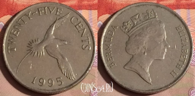 Бермудские Острова 25 центов 1995 года, KM# 47, 293c-140
