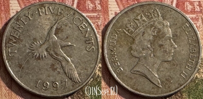 Бермудские Острова 25 центов 1997 года, KM# 47, 136t-126