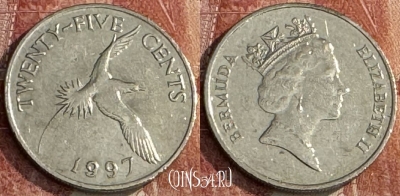 Бермудские Острова 25 центов 1997 г., KM# 47, s246t-027